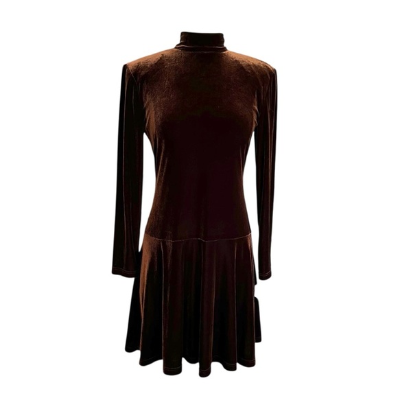 JOSEPH RIBKOFF Vintage Velvet Swing Dress Chocolate Brown Quiet Luxury Glam NWT - Picture 1 of 16
